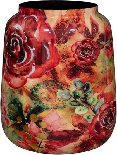 TS Collection - Vaas Rose rouge - 21x24 - Metaal & Epoxy - Exclusieve woonitems voor binnen - Handgemaakt - Unieke print - Designed by Lammie