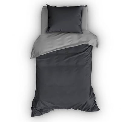 Satin d'Or Reverso Dekbedovertrek - Eenpersoons - 140x200/220 cm - Antra/Silver