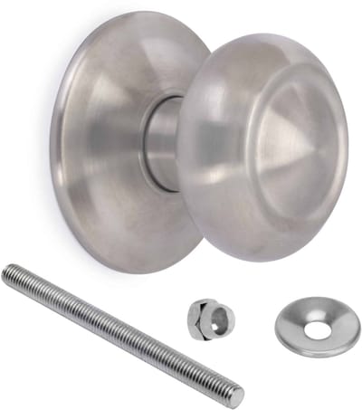 Emuca Ronde knop voor buitendeuren, Bowler Fedora, Ø70mm handgreep voor voordeur, Roestvrij staal, Satijn nikkel