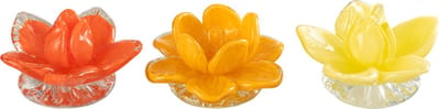 J-Line decoratie Bloemen - glas - rood/geel/oranje - 3 stuks