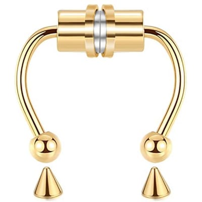 1/2/3/4/5 Stuks Nep Magnetische Neusringen, Faux Piercing Neusringen Zonder Piercing Septumringen Clip-on Roestvrijstalen Magneetringen goud