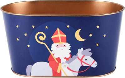 Dekoratief | Bakje ovaal 'Sinterklaas', blauw, metaal, 22x13x12cm | A225346