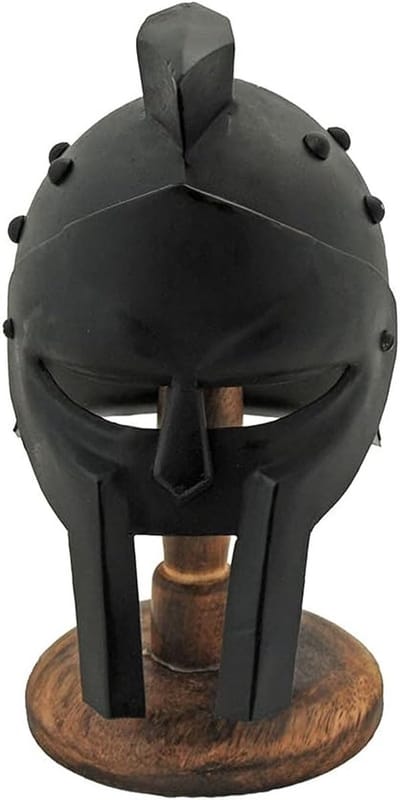 Replica Gladiator Helm - Studded Helm - Decoratie Verzameling - Handgemaakt Staal - 7 Inch Hoogte - Zwart