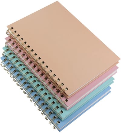 4 Pack Hardcover Spiraalnotitieboek A5 14,5x21,5 cm 80 vel College Lijn 100 g/m² Stevig Papier voor Werk School Thuis