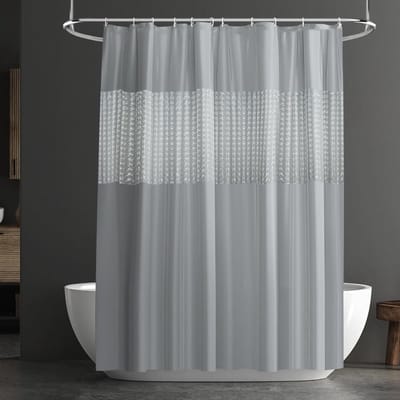 Mildew Bestendige Douchegordijn 180x180cm - Waterdicht, Sneldrogend en Wasbaar met 12 Plastic Ringen voor Badkamer Decoratie (Split Grijs)