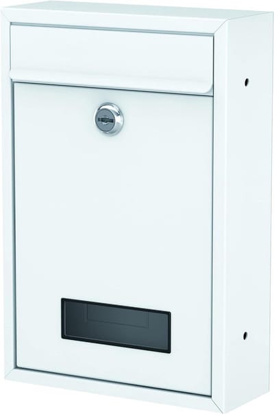 Muurbrievenbus - Brievenbus staal - Post ontvangen - Met naamplaatje - 320 x 215 x 82 mm - Wit mat