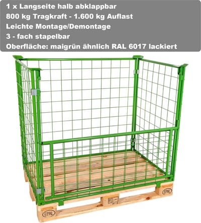 Opzetframe voor Europallets - Inklapbare Roosterbox 1200x800x800 mm voor Diverse Toepassingen