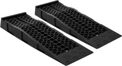 Oprijplaten Set - Autohellingen Kunststof - Veilig Werken Auto - Robuuste Constructie - 70 x 195 x 8 cm - Zwart
