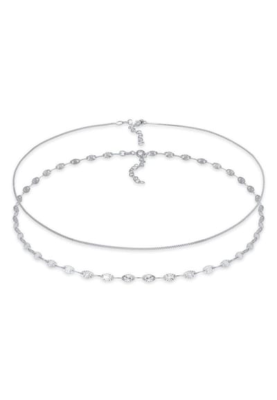 Elli Dames Halsketting Dames Choker Set Venetiaanse Ketting Platelet Basic Verstelbaar in 925 Sterling Zilver