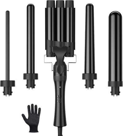 Krultang - Haarstyling Tool - Verschillende Krullen - 5 Verwisselbare Opzetstukken - 10-32 mm - Zwart
