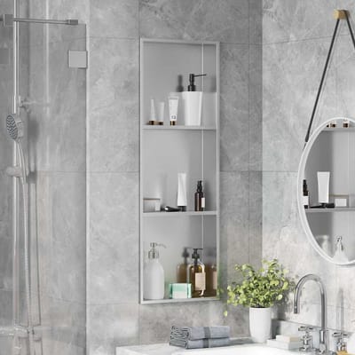vidaXL - Douche - Niche - zilver - 90 - x - 30 - x - 9,5 - cm - Roestvrij - staal