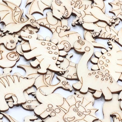20 stuks gemengde dinosaurus cartoon houten plakjes voor scrapbooking versieringen doe-het-zelf knutselbenodigdheden houten ornament woondecoratie gray