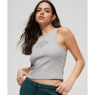 Superdry Athletic Essentials Waffle Tank Top Grijs Grootte: 38