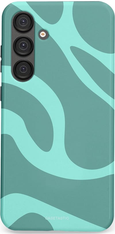 Casetastic Hoesje Geschikt voor Samsung S25 Plus - Stijlvolle Beschermende Duo-layer Case - Aqua Golven