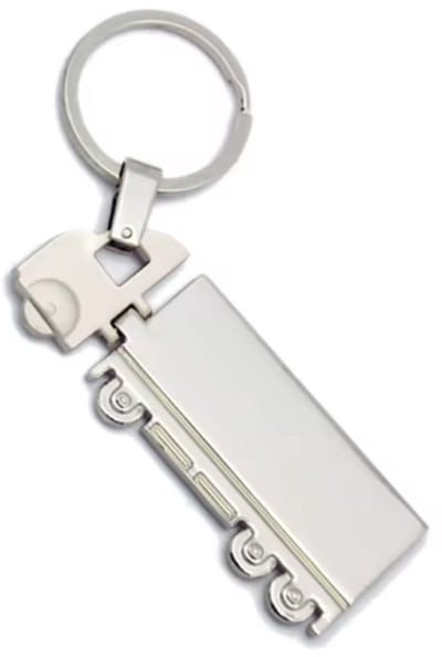 Jumada's Metalen Truck Sleutelhanger - Vrachtwagen - Trekker en Oplegger - Zilver