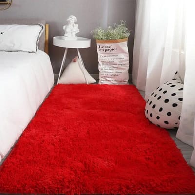 Tapijt Slaapkamer Bedtapijt Pluche Woonkamer Volledige Vloermat Meisje Ins Kamer Vuil Tapijt Bankkleed Warm Groot Kussen 60*160cm rood