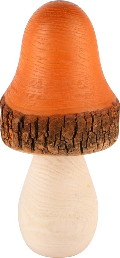 Dekoratief | Paddenstoel oranje/naturel, hout, 10x10x20cm | A245564