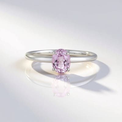 Cavill - Elegante Ring - 925 Sterling Zilver Platina Verguld - Roze Kunziet 1,545 ct Ovaal Briljant Edelsteen Ring
