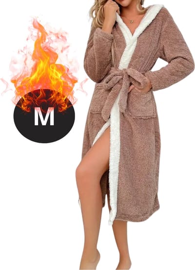 Nivard Badjas Dames - Fleece - Katoen - Badstof - Sauna - Hamam - Wafel - Bathrobe - Duster - Ochtendjas - Spa - Kimono - Bruin M