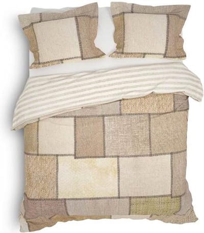 Heckett & Lane Rida - Dekbedovertrek - Tweepersoons - 200x200/220 cm + 2 kussenslopen 60x70 cm - Woven Beige