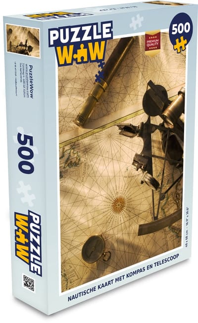 Puzzel Nautische kaart met kompas en telescoop - Legpuzzel - Puzzel 500 stukjes