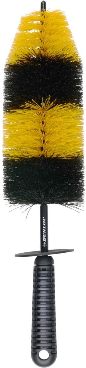 Dunlop Velgenborstel 46 x 9,5 cm - Randborstel voor Velgen en Autowielen - Velgenreiniger met Knokkelbescherming en Rubber Tip - Zwart en Geel