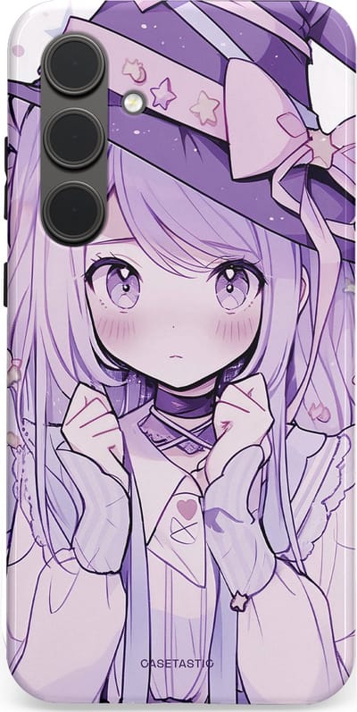 Casetastic hoesje geschikt voor Samsung Galaxy S24 Plus - Dubbellaagse bescherming - Strik en Staren - Fashion Case - Lila Lichtgrijs Wit Lichtroze