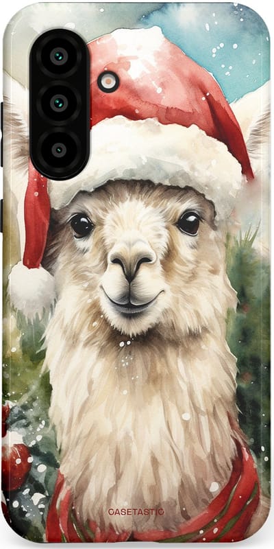 Casetastic hoesje geschikt voor Samsung Galaxy A36 / Samsung Galaxy A56 - Dubbellaagse bescherming - Kerst Lama - Fashion Case - Taupe Lichtgrijs Donkergrijs Saliegroen