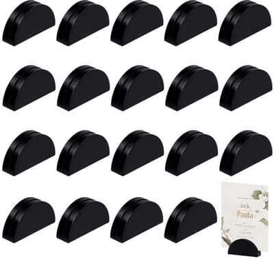 Dailygoods- Visitekaartjeshouder 20 stuks - Acryl - Zwart - Tafelnummerhouder - Menukaarthouder - Fotodisplay - Halfrond design - Kaarthouder