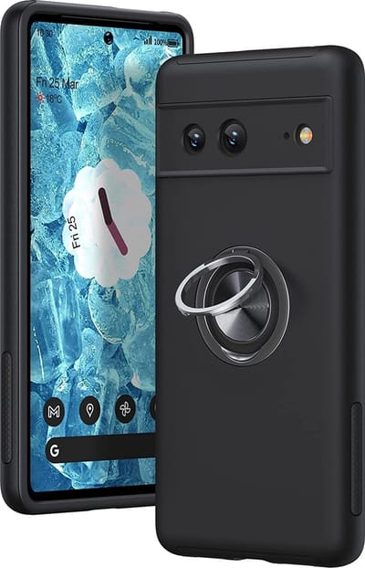 Casemania Hoesje Geschikt voor Google Pixel 6A - Zwart - Anti-Shock Creative Kickstand Case