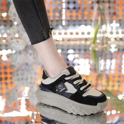 Chaussures de Papa Chaussures Blanches Plates Décontractées Sportives à Plateforme Polyvalentes pour Femmes Nouvelles Printemps et Automne Hiver Chaussures pour Femmes 40 noir