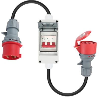 32A naar 16A CEE Adapter met Beveiliging - 5-Polig 400V Stekker voor Starkstrom