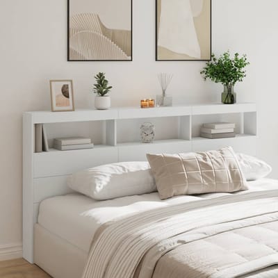 vidaXL - Hoofdbordkast - met - LED-verlichting - 200x17x102 - cm - wit