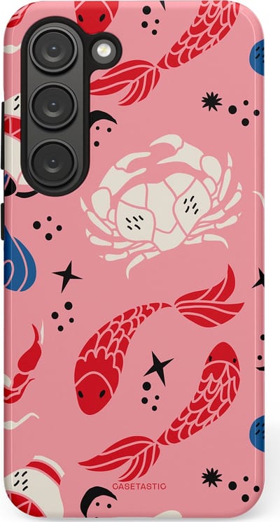 Casetastic hoesje geschikt voor Samsung Galaxy S23 - Dubbellaagse bescherming - Zodiac in kleur - Fashion Case - Lichtroze Koraal Perzik