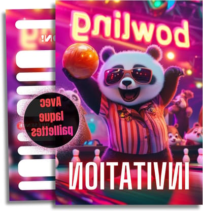 SnelShoppen - Panda Bowling Uitnodigingen voor Verjaardag - 12 Stuks - DIN A6 - Kinderen Feest - Uitnodigingskaarten voor Jongens - Bowlen Thema - Kle