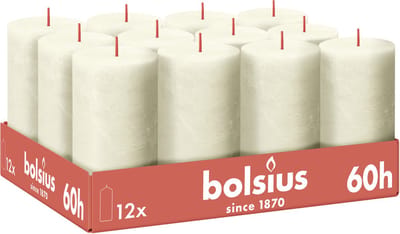 Bolsius - Rustieke Kaars - Ivoor - 12 stuks - 13 cm - 60 branduren