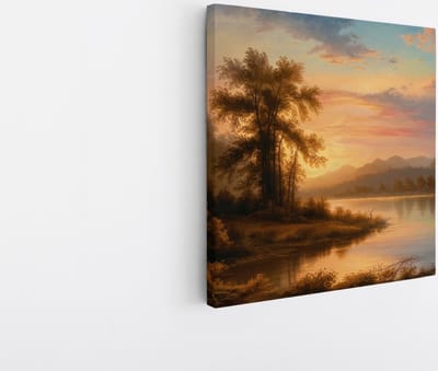 Saammp Canvas Schilderij - Abstract landschap - Bloemen - Natuur - 20x20 - Foto op canvas - Wanddecoratie - Muurdecoratie Woonkamer - Slaapkamer decoratie - Canvas Print