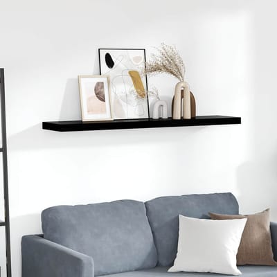 vidaXL - Wandschap - zwevend - 120x23,5x3,8 - cm - MDF - hoogglans - zwart