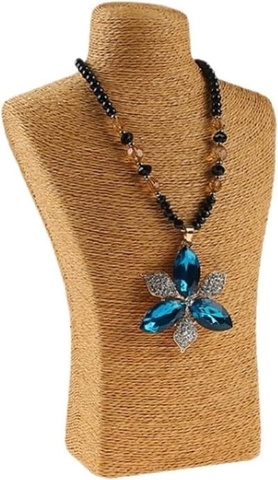 Presentatiebuste Halskettingen - Sieraden Display - Sieraden Presenteren - Elegante Fluweel Textuur - H29 - Geel