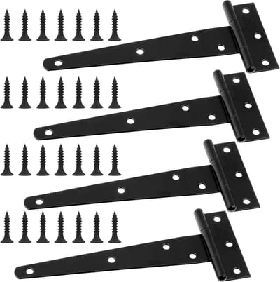 Scharnieren 6 inch (15 cm), voor Tuinpoort en Schuurdeur, Zwart Met Schroeven Set