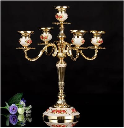 Metalen Kandelaar - Tafel Vloer - Sfeer Creëren - Elegante Afwerking - 36cm Hoog - C