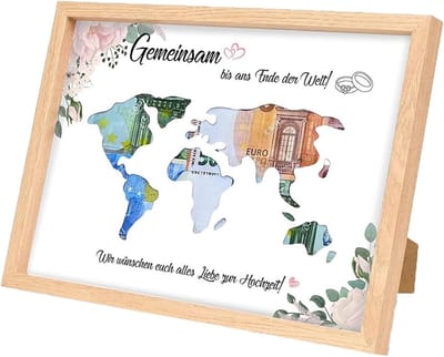 Wereldkaart Spaarbox voor Geldcadeaus, Foto-lijst voor Geldgeschenken, Perfect voor Feestdagen en Creatieve Decoraties