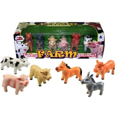6 Stuks zachte baby wilde dieren set vensterdoos Voertuigen