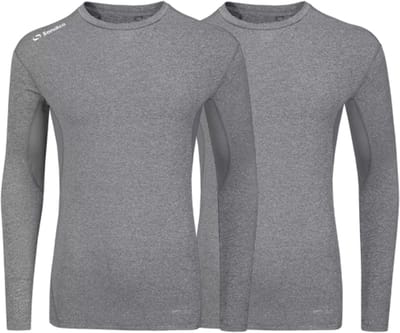 2-Pack Sondico compressie lange mouw sportshirt - heren - Mid grey - maat M