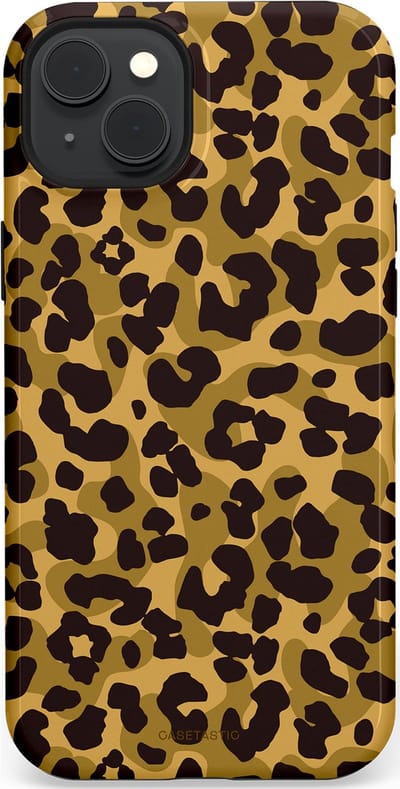 Casetastic hoesje geschikt voor Apple iPhone 15 Plus - MagSafe - Dubbellaagse bescherming - Jungle Panter - Fashion Case - Zwart Crème Beige