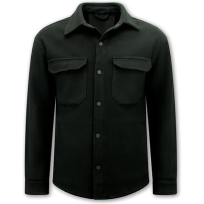 Heren Flannel Overshirt met Zakken - Heren Jack - Tussenjas Heren - Heren Jas - 501 - Zwart