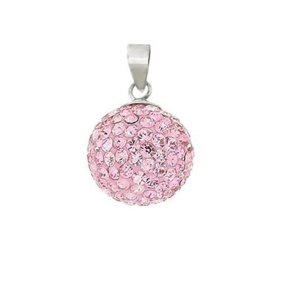 Blinx Jewels Zilveren Hanger Lichtroze Bol Steentjes Strass