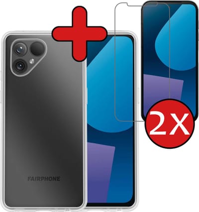Hoesje - Met 2x Screenprotector - Geschikt voor Fairphone 5 - Sterk & Shockproof - Telefoon Hoes - Back Cover - Siliconen Case - Telefoonhoes - Transparant