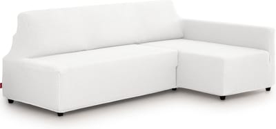 Belmarti® Bankhoes Bali Chaise Longue Rechts 195-220cm breed - Wit - geschikt voor banken zonder armleuningen - multi-elastische kwaliteit met uitzonderlijk aanpassingsvermogen