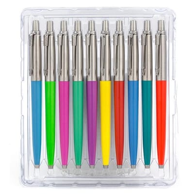 10x Parker Jotter BALPEN Assorti kleuren 2xblauw 2x geel 2xgroen 2x roos 2xoranje